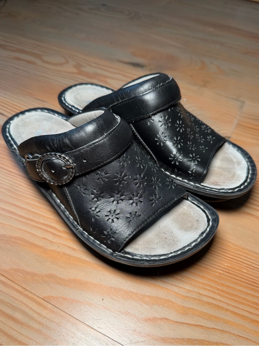 Vintage Y2K Alegria PG Lite Floral Chunky Slip On Buckle Sandals Fairy Grunge
